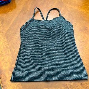 Lululemon black and gray stripe tank top size 6